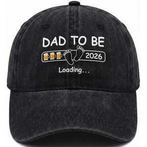 Funny Dad To Be 2026 Loading Washed Cotton Baseball Cap New Dad Beer Lover TS11 Print Your Wear