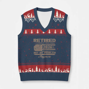 Retired 2026 Not My Problem Anymore V-Neck Knit Sweater Vest Funny Retirement Vintage American Flag TS11 Navy Red Print Your Wear