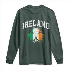 Irish Pride Long Sleeve Shirt Ireland Shamrock Flag St Patricks Day TS11 Dark Forest Green Print Your Wear