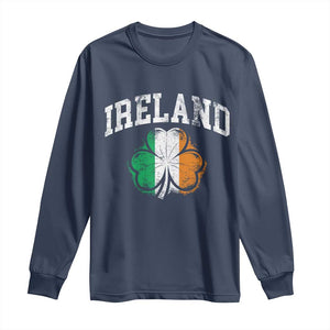 Irish Pride Long Sleeve Shirt Ireland Shamrock Flag St Patricks Day TS11 Navy Print Your Wear