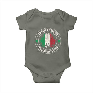 Funny Irish Temper Italian Attitude Baby Onesie Irish Italian Pride Vintage Shamrock TS11 Military Green Print Your Wear