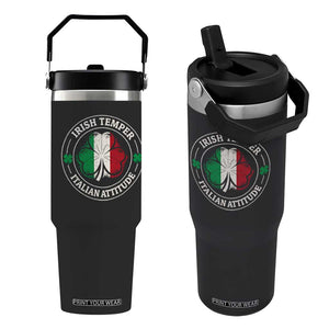 Funny Irish Temper Italian Attitude Flip Straw Tumbler Irish Italian Pride Vintage Shamrock TS11 One Size: 30 oz Black Print Your Wear