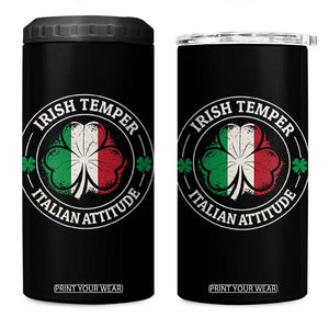 Funny Irish Temper Italian Attitude 4 in 1 Can Cooler Tumbler Irish Italian Pride Vintage Shamrock TS11 One Size: 16 oz Black Print Your Wear
