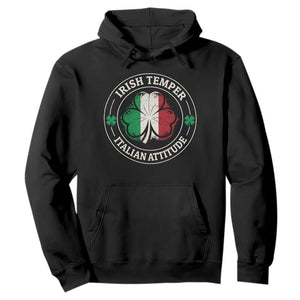 Funny Irish Temper Italian Attitude Hoodie Irish Italian Pride Vintage Shamrock TS11 Black Print Your Wear