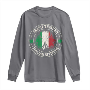 Funny Irish Temper Italian Attitude Long Sleeve Shirt Irish Italian Pride Vintage Shamrock TS11 Charcoal Print Your Wear