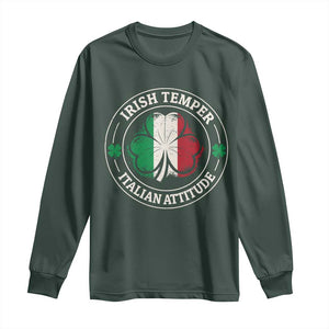 Funny Irish Temper Italian Attitude Long Sleeve Shirt Irish Italian Pride Vintage Shamrock TS11 Dark Forest Green Print Your Wear