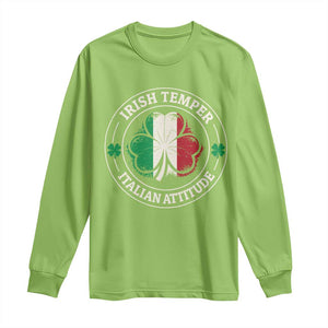 Funny Irish Temper Italian Attitude Long Sleeve Shirt Irish Italian Pride Vintage Shamrock TS11 Lime Print Your Wear