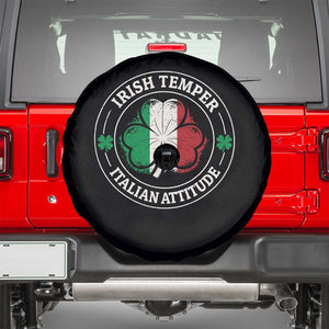 Funny Irish Temper Italian Attitude Spare Tire Cover Irish Italian Pride Vintage Shamrock TS11 Black Print Your Wear