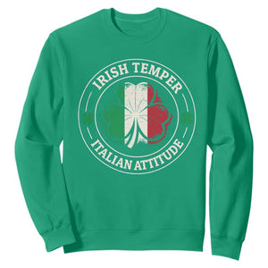 Funny Irish Temper Italian Attitude Sweatshirt Irish Italian Pride Vintage Shamrock TS11 Irish Green Print Your Wear