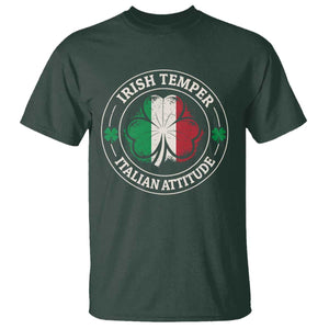 Funny Irish Temper Italian Attitude T Shirt Irish Italian Pride Vintage Shamrock TS11 Dark Forest Green Print Your Wear