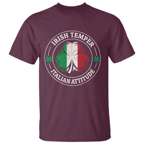 Funny Irish Temper Italian Attitude T Shirt Irish Italian Pride Vintage Shamrock TS11 Maroon Print Your Wear