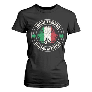 Funny Irish Temper Italian Attitude T Shirt For Women Irish Italian Pride Vintage Shamrock TS11 Black Print Your Wear