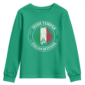 Funny Irish Temper Italian Attitude Youth Sweatshirt Irish Italian Pride Vintage Shamrock TS11 Irish Green Print Your Wear