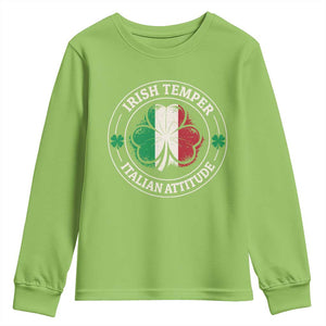 Funny Irish Temper Italian Attitude Youth Sweatshirt Irish Italian Pride Vintage Shamrock TS11 Lime Print Your Wear