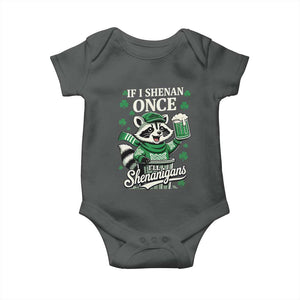 If I Shenan Once I Will Shenanigan Baby Onesie St Patricks Day Raccoon TS11 Dark Heather Print Your Wear