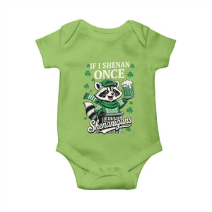 If I Shenan Once I Will Shenanigan Baby Onesie St Patricks Day Raccoon TS11 Lime Print Your Wear