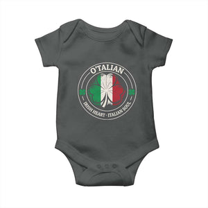 Irish Italian Pride Baby Onesie O'Talian Irish Heart Italian Soul St Patricks Day TS11 Dark Heather Print Your Wear