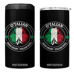 Irish Italian Pride 4 in 1 Can Cooler Tumbler O'Talian Irish Heart Italian Soul St Patricks Day TS11 One Size: 16 oz Black Print Your Wear