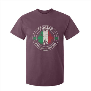 Irish Italian Pride T Shirt For Kid O'Talian Irish Heart Italian Soul St Patricks Day TS11 Maroon Print Your Wear