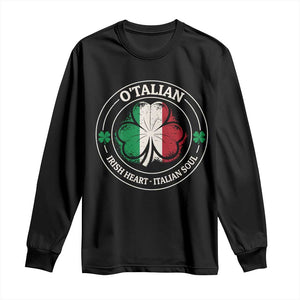 Irish Italian Pride Long Sleeve Shirt O'Talian Irish Heart Italian Soul St Patricks Day TS11 Black Print Your Wear