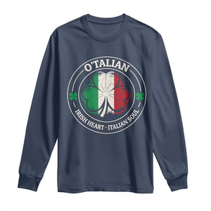 Irish Italian Pride Long Sleeve Shirt O'Talian Irish Heart Italian Soul St Patricks Day TS11 Navy Print Your Wear
