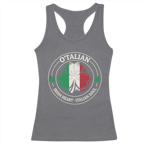 Irish Italian Pride Racerback Tank Top O'Talian Irish Heart Italian Soul St Patricks Day TS11 Charcoal Print Your Wear