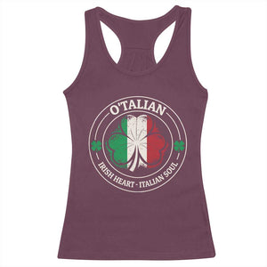 Irish Italian Pride Racerback Tank Top O'Talian Irish Heart Italian Soul St Patricks Day TS11 Maroon Print Your Wear