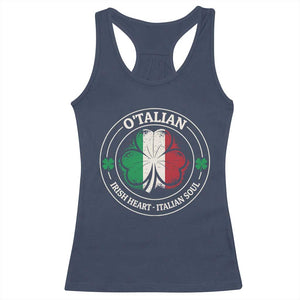Irish Italian Pride Racerback Tank Top O'Talian Irish Heart Italian Soul St Patricks Day TS11 Navy Print Your Wear