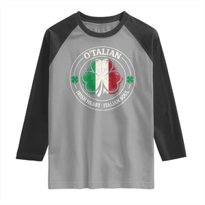 Irish Italian Pride Raglan Shirt O'Talian Irish Heart Italian Soul St Patricks Day TS11 Sport Gray Black Print Your Wear