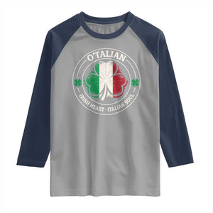 Irish Italian Pride Raglan Shirt O'Talian Irish Heart Italian Soul St Patricks Day TS11 Sport Gray Navy Print Your Wear