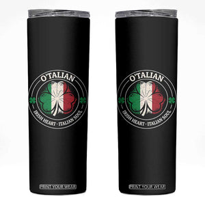 Irish Italian Pride Skinny Tumbler O'Talian Irish Heart Italian Soul St Patricks Day TS11 Black Print Your Wear