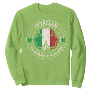 Irish Italian Pride Sweatshirt O'Talian Irish Heart Italian Soul St Patricks Day TS11 Lime Print Your Wear