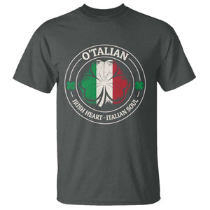 Irish Italian Pride T Shirt O'Talian Irish Heart Italian Soul St Patricks Day TS11 Dark Heather Print Your Wear