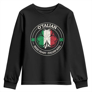 Irish Italian Pride Youth Sweatshirt O'Talian Irish Heart Italian Soul St Patricks Day TS11 Black Print Your Wear