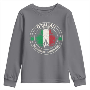 Irish Italian Pride Youth Sweatshirt O'Talian Irish Heart Italian Soul St Patricks Day TS11 Charcoal Print Your Wear