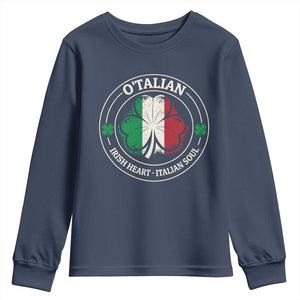 Irish Italian Pride Youth Sweatshirt O'Talian Irish Heart Italian Soul St Patricks Day TS11 Navy Print Your Wear