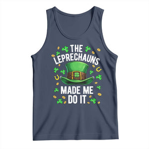 Funny St Patricks Day The Leprechauns Made Me Do It Tank Top TS11 Navy Print Your Wear