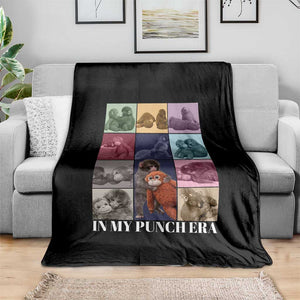 Punch The Monkey Throw Blanket In My Punch Era Baby Monkey Hugging Plush TS11 Print Your Wear