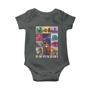 Punch The Monkey Baby Onesie In My Punch Era Baby Monkey Hugging Plush TS11 Dark Heather Print Your Wear