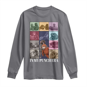 Punch The Monkey Long Sleeve Shirt In My Punch Era Baby Monkey Hugging Plush TS11 Charcoal Print Your Wear