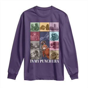 Punch The Monkey Long Sleeve Shirt In My Punch Era Baby Monkey Hugging Plush TS11 Purple Print Your Wear