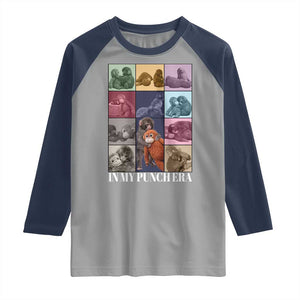 Punch The Monkey Raglan Shirt In My Punch Era Baby Monkey Hugging Plush TS11 Sport Gray Navy Print Your Wear