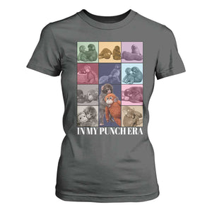 Punch The Monkey T Shirt For Women In My Punch Era Baby Monkey Hugging Plush TS11 Dark Heather Print Your Wear