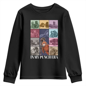 Punch The Monkey Youth Sweatshirt In My Punch Era Baby Monkey Hugging Plush TS11 Black Print Your Wear