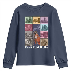 Punch The Monkey Youth Sweatshirt In My Punch Era Baby Monkey Hugging Plush TS11 Navy Print Your Wear