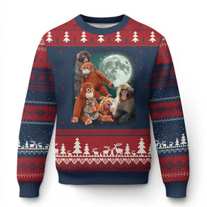 Baby Monkey Punch Ugly Christmas Sweater Three Punch Moon Orange Toy TS11 Navy Red Print Your Wear