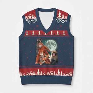 Baby Monkey Punch V-Neck Knit Sweater Vest Three Punch Moon Orange Toy TS11 Navy Red Print Your Wear