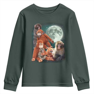 Baby Monkey Punch Youth Sweatshirt Three Punch Moon Orange Toy TS11 Dark Forest Green Print Your Wear