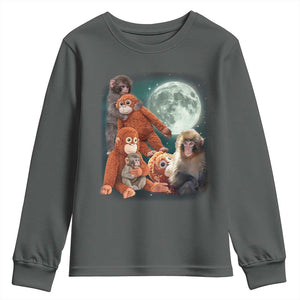 Baby Monkey Punch Youth Sweatshirt Three Punch Moon Orange Toy TS11 Dark Heather Print Your Wear