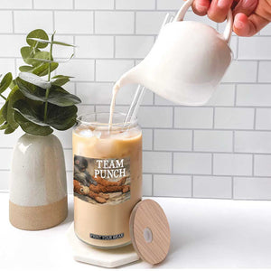 Team Punch Baby Monkey Plush Hugging Meme Glass Can TS11 Print Your Wear